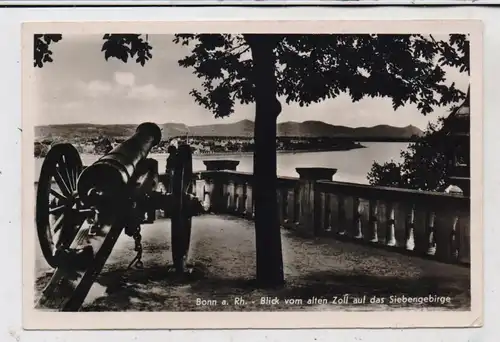 5300 BONN, Alter Zoll, Kanone, Blick über den Rhein, 1948