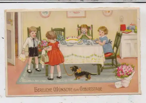 KINDER - Kinder beim Geburtstagscafe mit Dackel