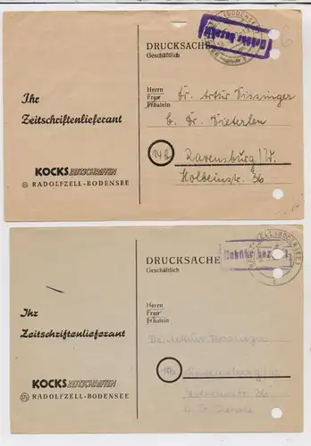 7760 RADOLFZELL, Postgeschichte, 2 Gebühr bezahlt - Belege, 1947, gelocht