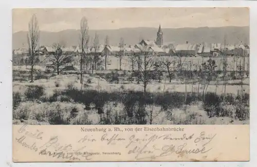 7844 NEUENBURG am Rhein, Blick von der Eisenbahnbrücke, 1905