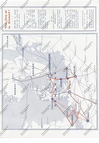EISENBAHN / Railway, Express Routen Copenhagen - London, Danish State Railway