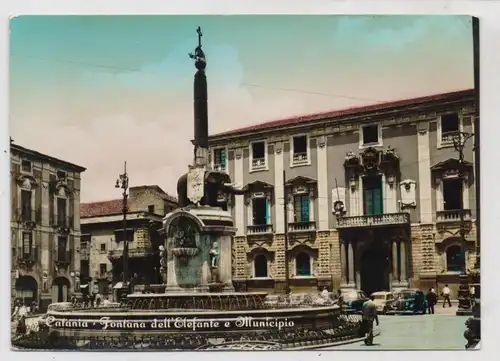 I 95100 CATANIA, Fontana dell' Elefante e Municipio, Oldtimer, 1955