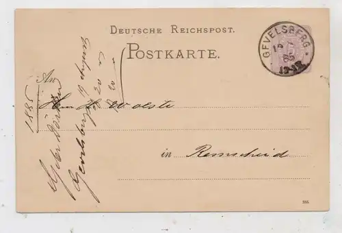 5820 GEVELSBERG, Postgeschichte, Einkreis - Rundstempel 1885, Postkarte nach Remscheid