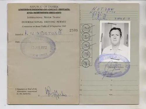 SAMBIA / ZAMBIA, International Drivers License, 1972
