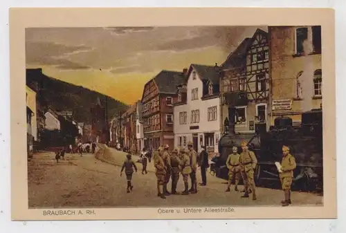 5423 BRAUBACH, Obere und Untere Alleestrasse, Lokomotive, franz. Besatzungssoldaten