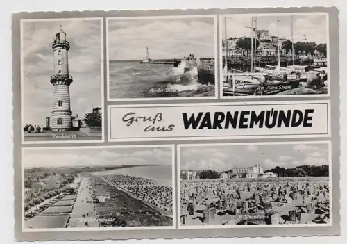 0-2500 ROSTOCK - WARNEMÜNDE, Mehrbild-AK, Landpoststempel "Rostock - Markgrafenheide", 1959