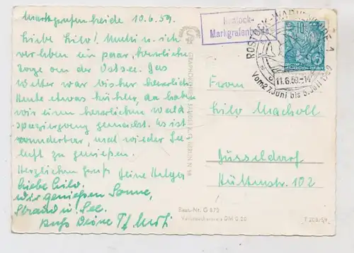 0-2500 ROSTOCK - WARNEMÜNDE, Mehrbild-AK, Landpoststempel "Rostock - Markgrafenheide", 1959