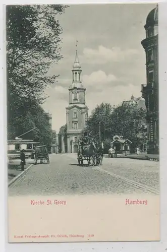 2000 HAMBURG - ST. GEORG, Kirche St. Georg, Droschke, Strassenbahn, ca. 1905
