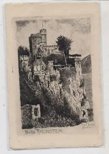 6530 BINGEN - TRECHTINGSHAUSEN, Burg Rheinstein, Künstler-Karte Carl Jander - Berlin