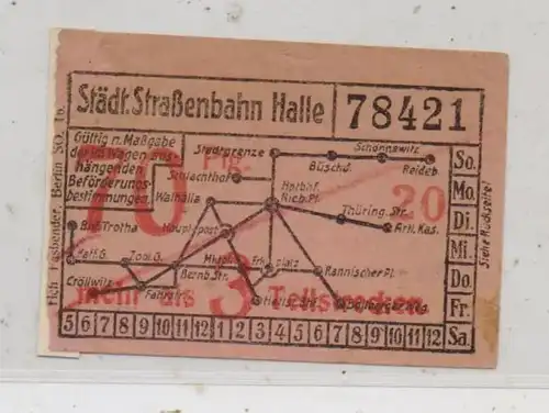 0-4000 HALLE / Saale, Strassenbahn - Fahrkarte