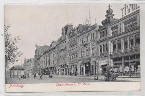 2000 HAMBURG - ST. PAULI, Spielbudenplatz, belebte Szene, ca. 1905