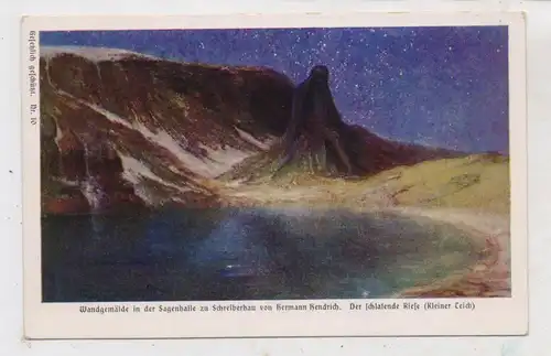 NIEDER - SCHLESIEN - SCHREIBERHAU / SZKLARSKA POREBA, Sagenhalle, Wandgemälde "Der schlafende Riese", ca. 1905