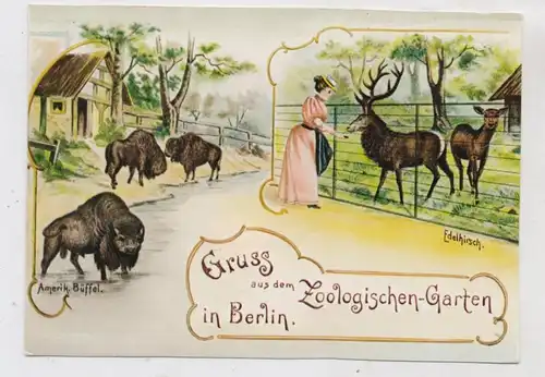 1000 BERLIN - TIERGARTEN, ZOO, Gruss aus Lithographie ... REPRO