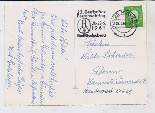 FEUERWEHR - Sonderstempel 23. Deutscher Feuerwehrtag Bad Godesberg 1961