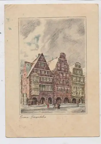2800 BREMEN, Bürgerstuben, Künstler-Karte, 1946