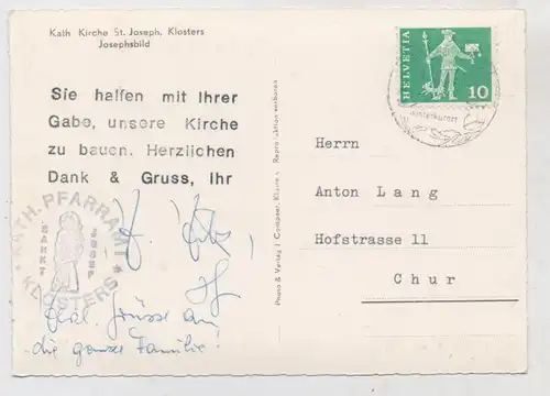 CH 7250 KLOSTERS GR, kath. Kirche St. Joseph, Schreiben des Pfarrers