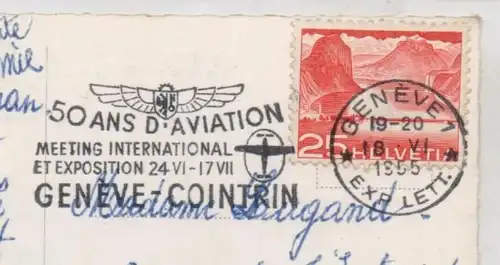 FLUGHAFEN GENF / GENEVE COINTRIN, Sonderstempel 50 jähriges Bestehen 1955