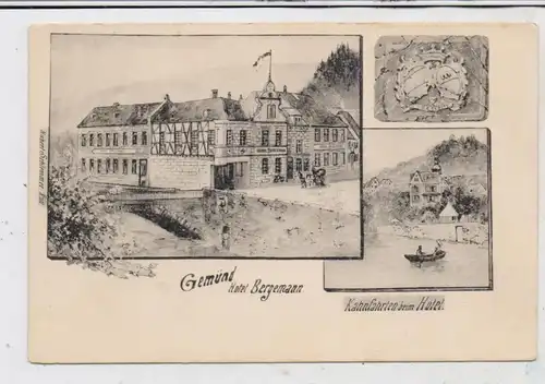 5372 GEMÜND, Hotel Bergemann, Künstler-Karte, Verlag Schlemmer - Kall, ca. 1905