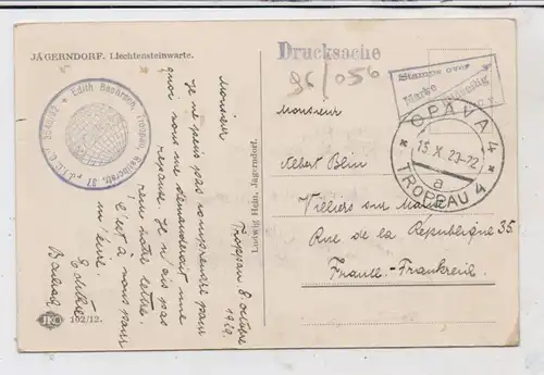 BÖHMEN & MÄHREN - JÄGERNDORF / KRNOV, Liechtensteinwarte, 1923