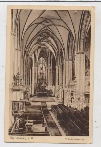 0-1800 BRANDENBURG, St. Katharinenkirche, Innenansicht, Verlag Gustav Weiß
