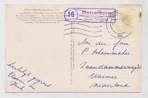 6331 WALDSOLMS - HASSELBORN, Dorfansicht, Neue Schule, Schwimmbad, Landpoststempel