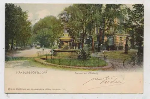 2000 HAMBURG - PÖSELDORF, Brunnen am Mittelweg, Strassenbahn, 1902, Knackstedt & Näther