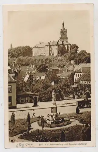 4190 KLEVE, Blick auf die Schwanenburg und Lohengrindenkmal, 1922, Labs