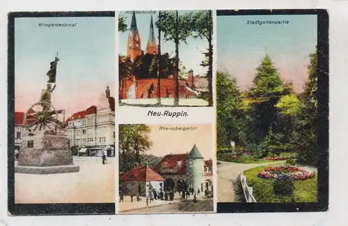 0-1950 NEURUPPIN, Kriegerdenkmal, Klosterkirche, Rheinsbergertor, Stadtgarten