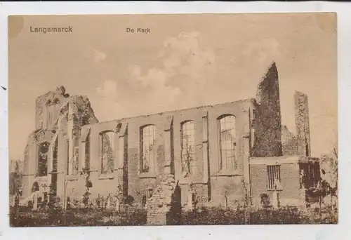 B 8920 LANGEMARK, De Kerk, Zerstörungen 1. Weltkrieg