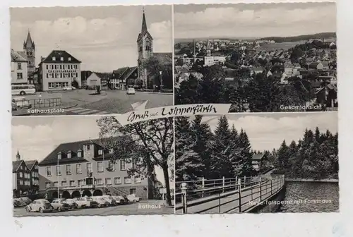 5272 WIPPERFÜRTH, Gruss aus.., Rathausplatz, Talsperre, Rathaus  Oldtimer (Lloyd, Isetta, VW-Käfer