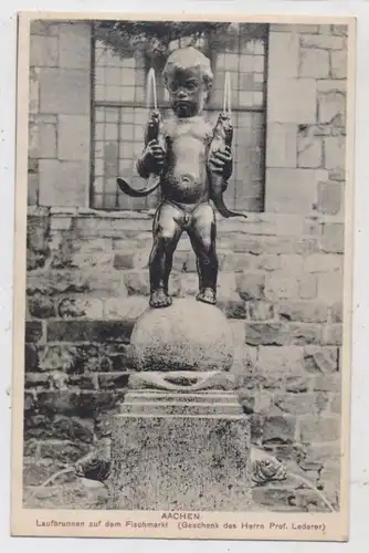 5100 AACHEN, Fischmarkt, Laufbrunnen (Fischmenche) Geschenk von Prof. Lederer, 1911