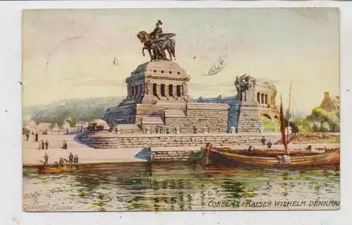 5400 KOBLENZ, Kaiser Wilhelm Denkmal, Künstler-Karte Charles Flower, TUCK - Oilette