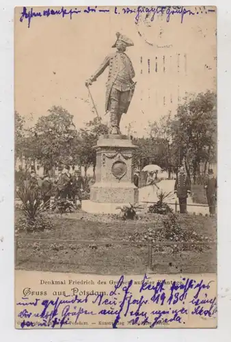 0-1500 POTSDAM, Denkmal Friedrich des Grossen auf der Plantage, Gendarm, belebte Szene, 1912