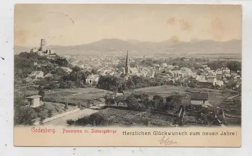 5300 BONN - BAD GODESBERG, Neujahrskarte, Panorama, 1907