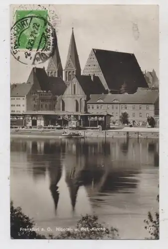 0-1200 FRANKFURT / Oder, Hafenanlagen, Frachtschiff, Nicolai und Reformierte Kirche, 1929
