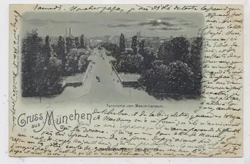 8000 MÜNCHEN, Blick vom Maximilianeum, Mondscheinkarte, 1898