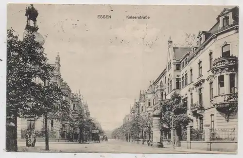 4300 ESSEN, Kaiserstrasse, Litfaßsäule, Fuhrwerke, 1913