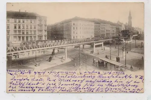 1000 BERLIN - KREUZBERG, Hochbahn an der  Skalitzer - Wiener- und Oranienstrasse, Pferdestrassenbahn, 1902