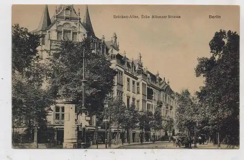 1000 BERLIN - TIERGARTEN, Brücken-Allee Ecke Altonaer Straße, Litfaßsäule, Fuhrwerke, Verlag Goldiner