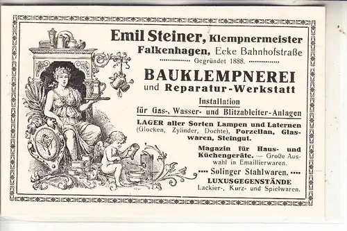 0-1540 FALKENSEE - FALKENHAGEN, Emil Steiner, Bauklempnermeister, dek. Rechnungsrückseite