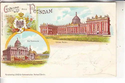 0-1500 POTSDAM, Lithographie, 1899, Neues Palais & Die Communs