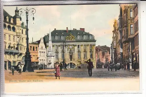 5300 BONN, Markt & Rathaus, Lichtdruck, color, ca. 1905, sehr schön animiert