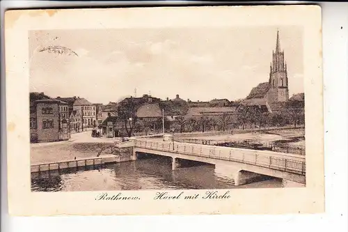 0-1830 RATHENOW, Havel mit Kirche, 1925