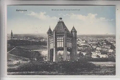 0-1830 RATHENOW, Blick v. Bismarckdenkmal, 1916