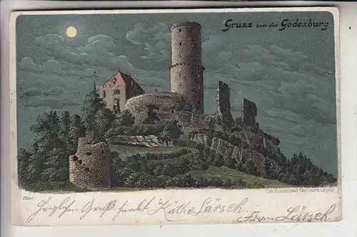 5300 BONN - BAD GODESBERG, Litho Godesburg, 1902, nach Cöln-Merheim gelaufen