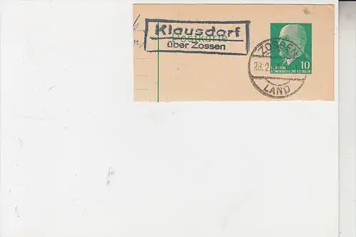 0-1631 KLAUSDORF, Landpoststempel "Klausdorf über Zossen", 1961, GA-Auschnitt