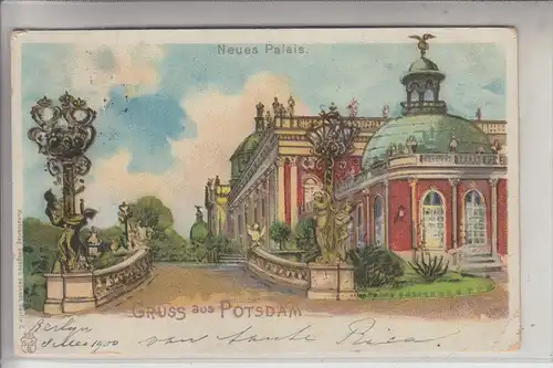 0-1500 POTSDAM, Lithographie, Neues Palais, 1900, kl. Eckknick