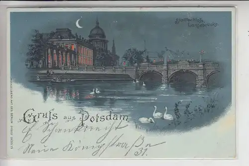 0-1500 POTSDAM; Lithographie 1901, Stadtschloss Langebrücke