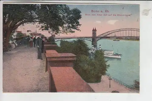 5300 BONN, Blick vom Alten Zoll auf die Rheinbrücke 1921
