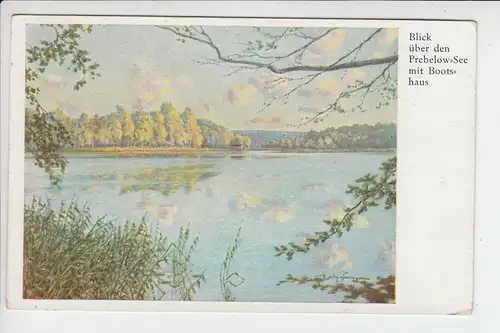 0-1951 ZECHLINERHÜTTE - PREBELOW-SEE, Blick über den See, Künstler-Karte